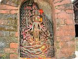 Kathmandu Changu Narayan 10-1 10 Headed And 10-Armed Vishnu Stone Statue With Another Vishnu Below Lying On Serpent Ananta